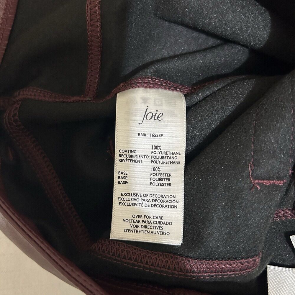 Joie Women’s Vegan Leather Straight Leg Pants Size 12 Maroon Red 90s Y2K NWT - Picture 9 of 9